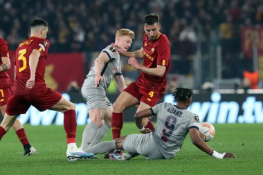 Rome, Italy 19.02.2023:  JUNIOR ADAMU (SALZBURG), Bryan Cristante in action during the  UEFA EUROPA League 2023 football match between AS Roma vs FC Salzburg at Stadio Olimpico on February 23, 2023 in Rome, Italy.