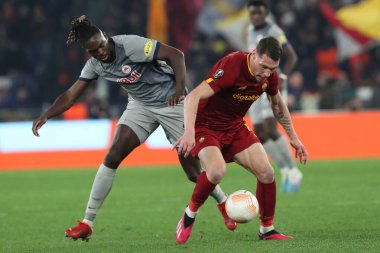 Rome, Italy 19.02.2023:  OUMAR SOLET (SALZBURG), Andrea Belotti of Roma in action during the  UEFA EUROPA League 2023 football match between AS Roma vs FC Salzburg at Stadio Olimpico on February 23, 2023 in Rome, Italy.