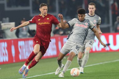 Rome, Italy 19.02.2023: Nemanja Matic of Roma, BERNARDO (SALZBURG) in action during the  UEFA EUROPA League 2023 football match between AS Roma vs FC Salzburg at Stadio Olimpico on February 23, 2023 in Rome, Italy.