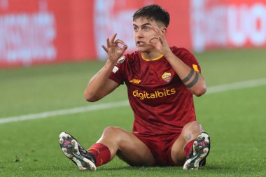 Rome, Italy 19.02.2023: Paulo Dybala of Roma protest with referee during the  UEFA EUROPA League 2023 football match between AS Roma vs FC Salzburg at Stadio Olimpico on February 23, 2023 in Rome, Italy.