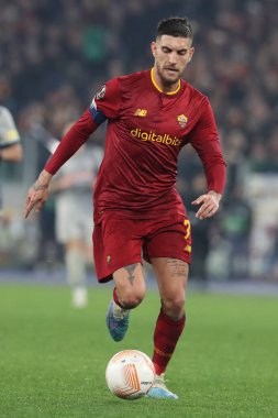 Rome, Italy 19.02.2023: Lorenzo Pellegrini of Roma  in action during the  UEFA EUROPA League 2023 football match between AS Roma vs FC Salzburg at Stadio Olimpico on February 23, 2023 in Rome, Italy.