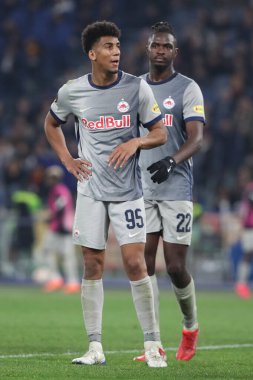 Rome, Italy 19.02.2023: OUMAR SOLET (SALZBURG), BERNARDO (SALZBURG) in action during the  UEFA EUROPA League 2023 football match between AS Roma vs FC Salzburg at Stadio Olimpico on February 23, 2023 in Rome, Italy.