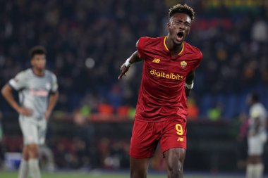Rome, Italy 19.02.2023: Tammy Abraham of Roma celebrate victory at end of  the  UEFA EUROPA League 2023 football match between AS Roma vs FC Salzburg at Stadio Olimpico on February 23, 2023 in Rome, Italy.