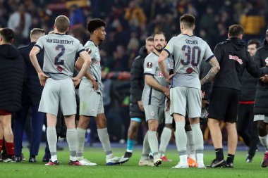 Rome, Italy 19.02.2023: Salzburg Players disappointment at the  UEFA EUROPA League 2023 football match between AS Roma vs FC Salzburg at Stadio Olimpico on February 23, 2023 in Rome, Italy.