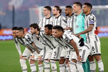 Rome, Italy 05.03.2023: Juventus team in the  Serie A football match between AS Roma vs FC Juventus Turin at Olympic Stadium on march 05,2023 in Rome, Italy clipart