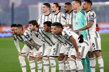 Roma, İtalya 05.03.2023: Serie A futbol karşılaşmasında Juventus takımı AS Roma ile FC Juventus Torino arasında 05 Mart 2023 tarihinde İtalya 'nın Roma kentinde oynanan karşılaşma.