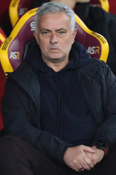 Rome Italië 2023 Jose Mourinho Coach Manager Roma Voor Serie — Stockfoto