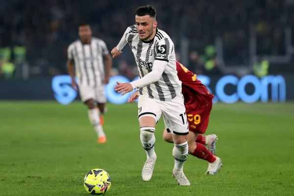 Řím Itálie 2023 Filip Kostic Juventus Akci Během Fotbalového Utkání — Stock fotografie