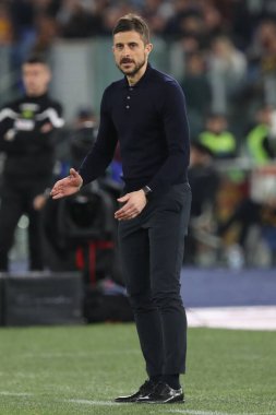 Roma, İtalya 12.03.2023: ALESSIO DIONISI (COACH), İtalya 'nın başkenti Roma' daki Stadio Olimpico 'da AS Romanlar ve Sassuolo arasında oynanan futbol karşılaşmasında.