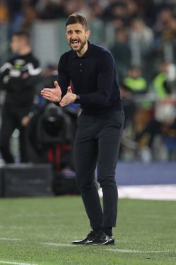 Roma, İtalya 12.03.2023: ALESSIO DIONISI (COACH), İtalya 'nın başkenti Roma' daki Stadio Olimpico 'da AS Romanlar ve Sassuolo arasında oynanan futbol karşılaşmasında.