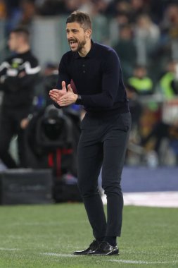 Roma, İtalya 12.03.2023: ALESSIO DIONISI (COACH), İtalya 'nın başkenti Roma' daki Stadio Olimpico 'da AS Romanlar ve Sassuolo arasında oynanan futbol karşılaşmasında.