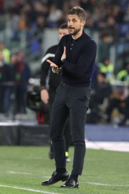 Roma, İtalya 12.03.2023: ALESSIO DIONISI (COACH), İtalya 'nın başkenti Roma' daki Stadio Olimpico 'da AS Romanlar ve Sassuolo arasında oynanan futbol karşılaşmasında.