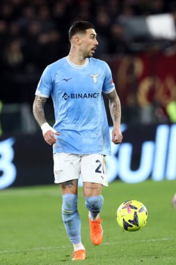 Roma, İtalya 19.03.2023: Serie A Şampiyonası sırasında Mattia Zaccagni (Lazio), İtalya 'nın başkenti Roma' daki Stadio Olimpico 'da SS Lazio ile AS Roma arasındaki futbol müsabakası..