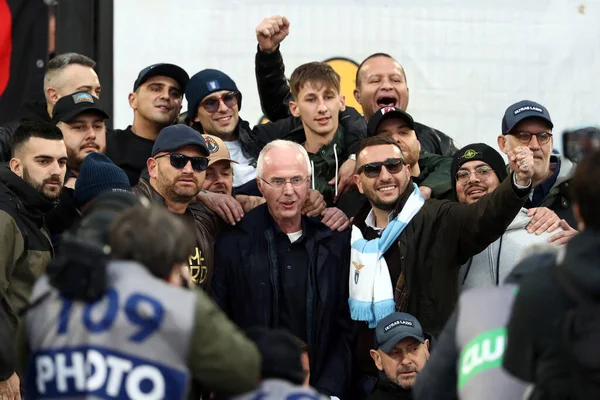 stock image Rome, Italy 19.03.2023:  SVEN GORAN ERIKSON greet Lazio fans before the Serie A Championship, football match derby between SS Lazio vs AS Roma at Stadio Olimpico in Rome, Italy.