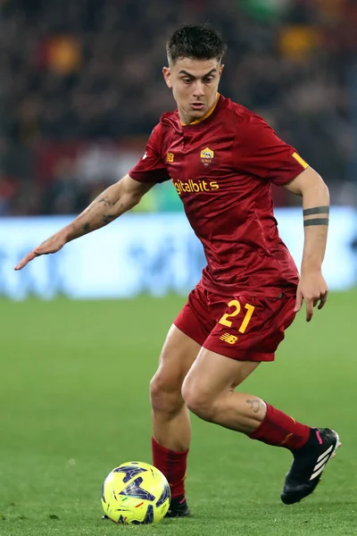 Roma, İtalya 19.03.2023: Serie A Şampiyonası sırasında Paulo Dybala (AS ROMA), İtalya 'nın başkenti Roma' da bulunan Stadio Olimpico 'da SS Lazio ile AS Roma arasındaki futbol müsabakası..