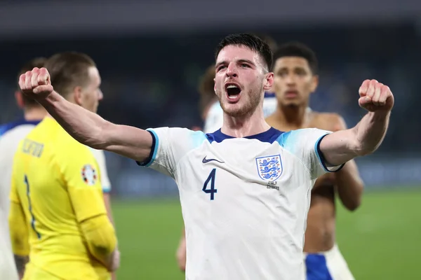 Stock image Naples, Italy 23.03.2023: Declan Rice (ENGLAND) celebrate victory at end of the Uefa European Qualifiers 2024 Group C football match between ITALY VS ENGLAND at Diego Armando Maradona stadium in Naples, Italy.