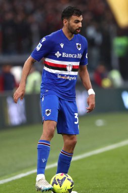 Roma, İtalya 2.04.2023: Mehdi Leris (Samp) Serie A 2022 / 2023 şampiyonluk maçında, AS Roman UC Sampdoria ile Roma Olimpiyat Stadyumu arasındaki maçta.