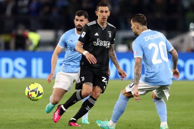 Roma, İtalya 08.04.2023: Angel Di Maria (Juventus) Serie A 2022 / 2023 şampiyonluk maçında SS Lazio ile FC Juventus Torino arasında İtalya 'nın başkenti Roma' daki Olimpiyat Stadyumu 'nda oynanan karşılaşma..