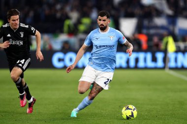 Roma, İtalya 08.04.2023: FAGIOLI, Elseid Hysaj (Lazio) Serie A 2022 / 2023 şampiyonluk maçında, 29 gün içinde, İtalya 'nın Roma kentindeki Olimpiyat stadyumunda SS Lazio FC Juventus Torin' e karşı.