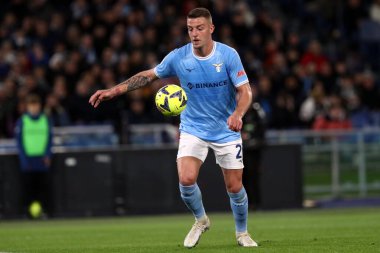 Roma, İtalya 08.04.2023: Alex Sandro (Juventus), Milinkoviç Saviç (Lazio) ilk golü attı ve Serie A 2022 / 2023 şampiyonluk maçında takımla birlikte kutladı, 29.