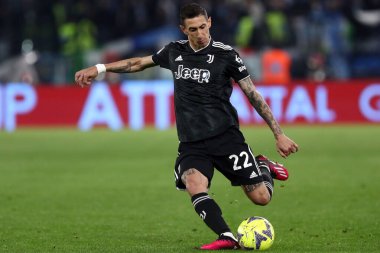 Roma, İtalya 08.04.2023: Angel Di Maria (Juventus) Serie A 2022 / 2023 şampiyonluk maçında SS Lazio ile FC Juventus Torino arasında İtalya 'nın başkenti Roma' daki Olimpiyat Stadyumu 'nda oynanan karşılaşma..