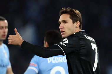 Roma, İtalya 08.04.2023: Federico Chiesa (Juventus) Serie A 2022 / 2023 şampiyonluk maçında SS Lazio ile FC Juventus Torino arasında İtalya 'nın başkenti Roma' daki Olimpiyat Stadyumu 'nda oynanan karşılaşma..