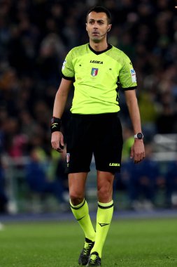 Roma, İtalya 08.04.2023: REFEREE MARCO DI BELLO, Serie A 2022 / 2023 şampiyonluk maçı sırasında, 29. Gün, SS Lazio FC Juventus Torino 'ya karşı Roma Olimpiyat Stadyumu, İtalya.