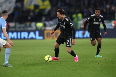 Roma, İtalya 08.04.2023: Serie A 2022 / 2023 şampiyonluk maçı sırasında, 29 gün içinde, SS Lazio FC Juventus Torino 'ya karşı Roma Olimpiyat Stadyumu, İtalya.