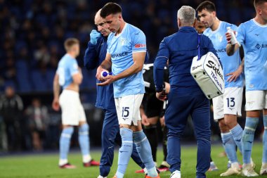 Roma, İtalya 08.04.2023: Nicolo Casale (Lazio) Serie A 2022 / 2023 şampiyonluk maçında sakatlandı, 29 gün sonra SS Lazio FC Juventus Torino 'ya karşı Roma Olimpiyat Stadyumu' nda oynandı..