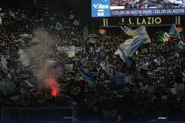 Roma Itália 2023 Bandeiras Apoiantes Lazio Stand Antes Serie 2022 — Fotografia de Stock