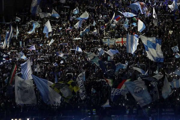 Rome Italië 2023 Vlaggen Lazio Supporters Stand Voor Serie 2022 — Stockfoto