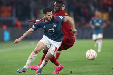 Roma, İtalya 20.04.2023: Feyenoord 'dan David Hancko, Uefa Avrupa Ligi 2023 futbol karşılaşması, çeyrek final, AS Roma Feyenoord' a karşı Roma Olimpiyat Stadyumu, İtalya.