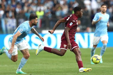 Roma, İtalya 22.04.2023: Elseid Hysaj (Lazio), İtalya 'nın başkenti Roma' daki Olimpiyat stadyumunda SS LAZIO ile FC TORINO arasında oynanan Serie A 2022 / 2023 futbol maçında görev yapan Torino Singo..