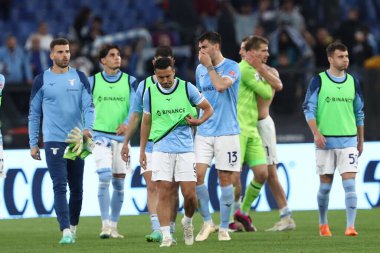 Roma, İtalya 22.04.2023: Serie A 2022 / 2023 futbol maçının sonunda Lazio oyuncularını hayal kırıklığına uğrattı, 31 gün sonra, SS LAZIO ile FC TORINO arasındaki Roma Olimpiyat Stadyumu, İtalya.