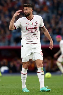 Roma, İtalya 29.04.2023: Oliver Giroud (Milan) Serie A 2022 / 2023 futbol maçı sırasında, 32. gün, AS ROMA ile AC MILAN arasındaki Roma Olimpiyat Stadyumu, İtalya.