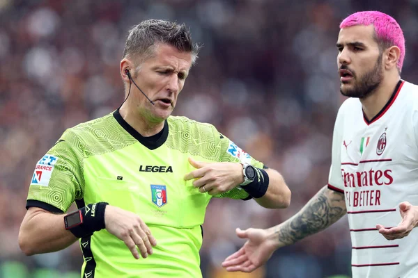 stock image Rome, Italy 29.04.2023: Referee Orsato  in action during the Serie A 2022/2023 soccer match, day 32, between AS ROMA vs AC MILAN at Olympic stadium in Rome, Italy.