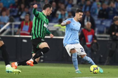Roma, İtalya 03.05.2023: Mattia Zaccagni (Lazio) Serie A 2022 / 2023 futbol karşılaşması sırasında, SS Lazio ile Sassuolo arasında İtalya 'nın başkenti Roma' daki Olimpiyat Stadyumu 'nda oynanan karşılaşma..