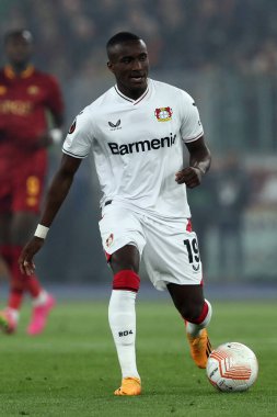 Roma, İtalya 11.05.2023: Leverkusen 'den Moussa Diaby UEFA EUROPA LEAGUE 2022 / 2023 yılındaki eylemde, yarı final maçında AS Romanlar Bayer 04 Leverkusen' e karşı Roma, İtalya 'daki Olimpiyat stadyumunda.