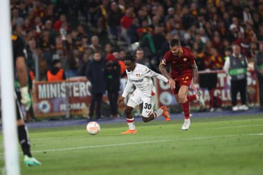 Roma, İtalya 11.05.2023: UEFA EUROPA LEAGUE 2022 / 2023 tarihinde, yarı final maçında AS Romanlar Bayer 04 Leverkusen 'e karşı Roma, İtalya' daki Olimpiyat stadyumunda.