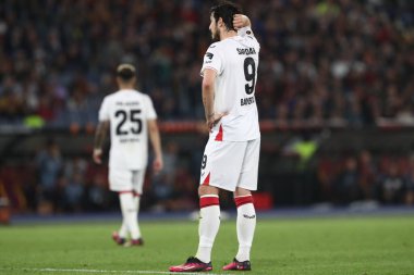 Roma, İtalya 11.05.2023: UEFA EUROPA LEAGUE 2022 / 2023 'ün sonunda Leverkusen' den Sardar Azmoun 'u hayal kırıklığına uğrattı, yarı final maçında AS Romanlar Bayer 04 Leverkusen' e karşı Roma, İtalya 'daki Olimpiyat stadyumunda.