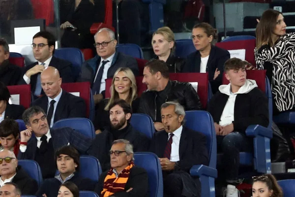 Rzym Włochy 2023 Francesco Totti Noemi Bocchi Syn Cristiana Trybunie — Zdjęcie stockowe