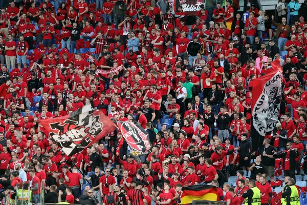 Řím Itálie 2023 Stoupenci Leverkusen Tribuně Uefa Europa League 2022 — Stock fotografie