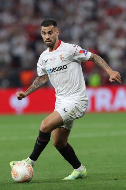 Budapest, Hungary: 31.05.2023 :  Suso of Seville in action during the Final UEFA Europa League 2023  match between Sevilla FC vs AS Roma at Puskas Arena of Budapest in Hungar clipart