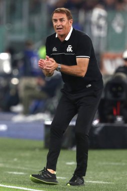 Roma, İtalya 4.06.2023: Leonardo Semplici Serie A 2022 / 2023 futbol karşılaşmasında, AS Romanları Spezia Calcio 2008 ile İtalya 'nın başkenti Roma' daki Olimpiyat Stadyumu 'nda karşılaştı..