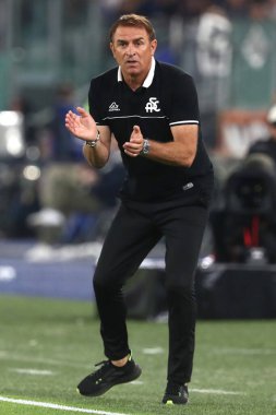 Roma, İtalya 4.06.2023: Leonardo Semplici Serie A 2022 / 2023 futbol karşılaşmasında, AS Romanları Spezia Calcio 2008 ile İtalya 'nın başkenti Roma' daki Olimpiyat Stadyumu 'nda karşılaştı..