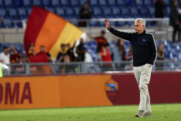 Ρώμη Ιταλία 2023 Jose Mourinho Coach Manager Roma Υποδέχεται Τον — Φωτογραφία Αρχείου