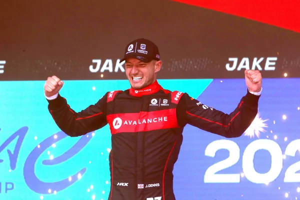 Roma, İtalya 16.07.2023: Jake Dennis (Avalanche Andretti takımı) 2022 / 23 ABB FIA Formula E Dünya Sürücüler Şampiyonası Hankook Roma E-Prix tur 14, İkinci Norman Nato Nissan Formula E, Sam Bird Jaguar TCS yarışını kazandı. 