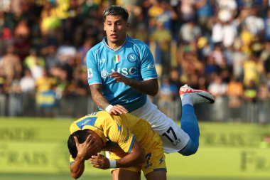 Frosinone, İtalya 19.08.2023: İtalya Serie A 2023 / 2024 futbol maçının 1. gününde Frosinone ile Napoli Calcio arasında Frosinone, İtalya 'daki Benito Stirpe Stadyumu' nda maç var..