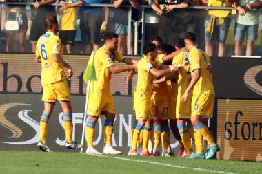 Frosinone, İtalya 19.08.2023: İtalya Serie A 2023 / 2024 futbol maçının 1. gününde Frosinone ile Napoli Calcio arasında Frosinone, İtalya 'daki Benito Stirpe Stadyumu' nda maç var..