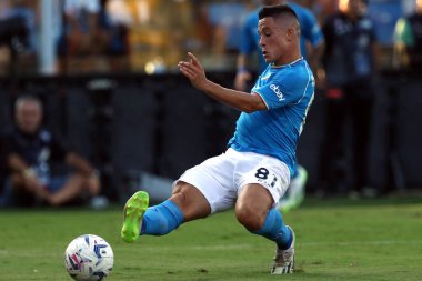 Frosinone, İtalya 19.08.2023: İtalya Serie A 2023 / 2024 futbol maçının 1. gününde Frosinone ile Napoli Calcio arasında Frosinone, İtalya 'daki Benito Stirpe Stadyumu' nda maç var..